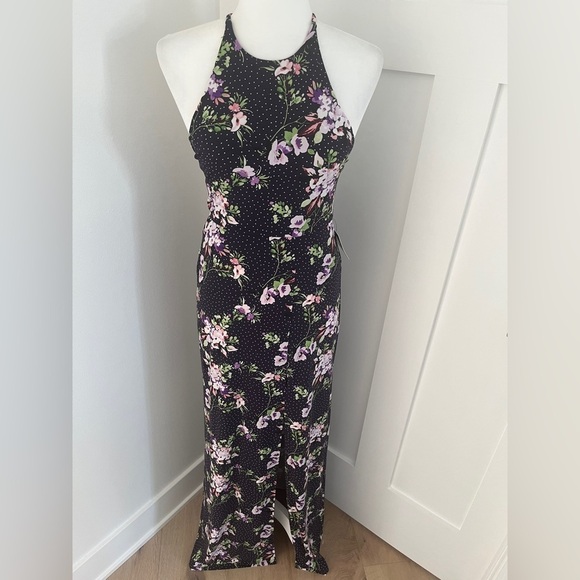 Express Women's Floral Halter High Slit Maxi Jersey Dress Size XS NWT $80 *R13 - Picture 3 of 5